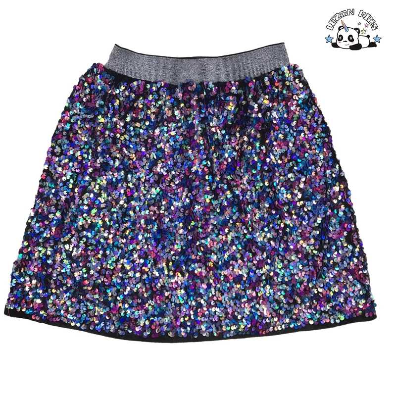 LEZONKIDS - Hot sales Custom Breathable Cotton Lining Kids Sequin Party Skirt Baby Girls Sequin Mini Skirt